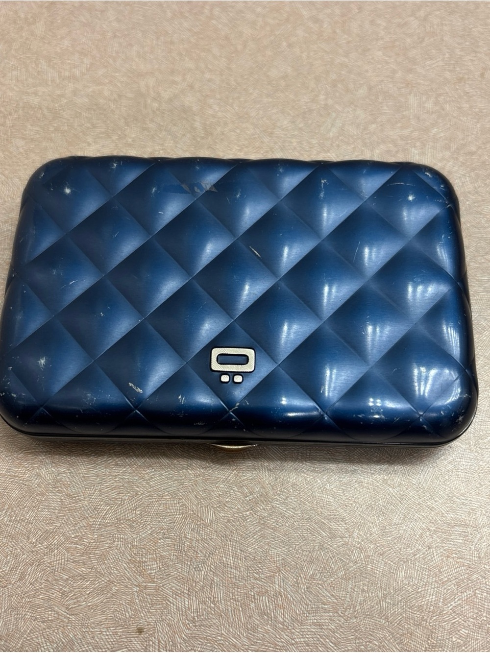 Blue Aluminum Wallet Quilted Pattern Passport Size Ogon Designs Minimalist